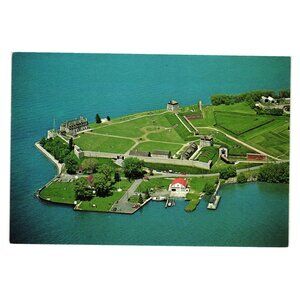 Old Fort Niagara Postcard Aerial View Historic Youngstown NY River Lake Ontario